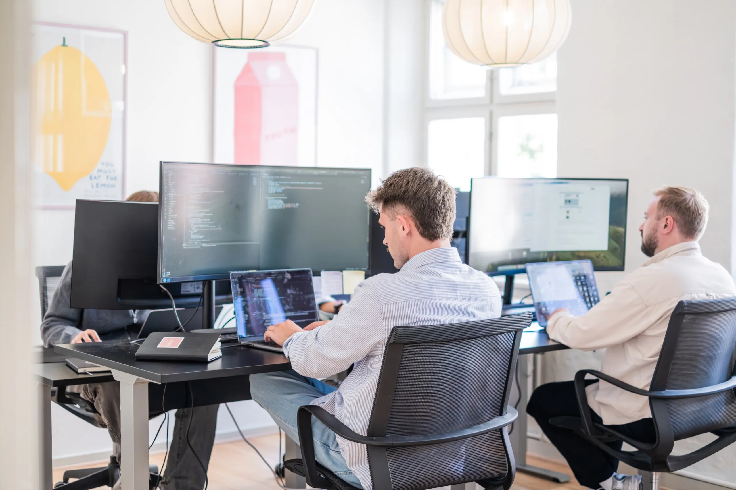 A team member working at the office